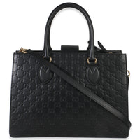 Black Guccissima Leather Medium Padlock Convertible Tote
