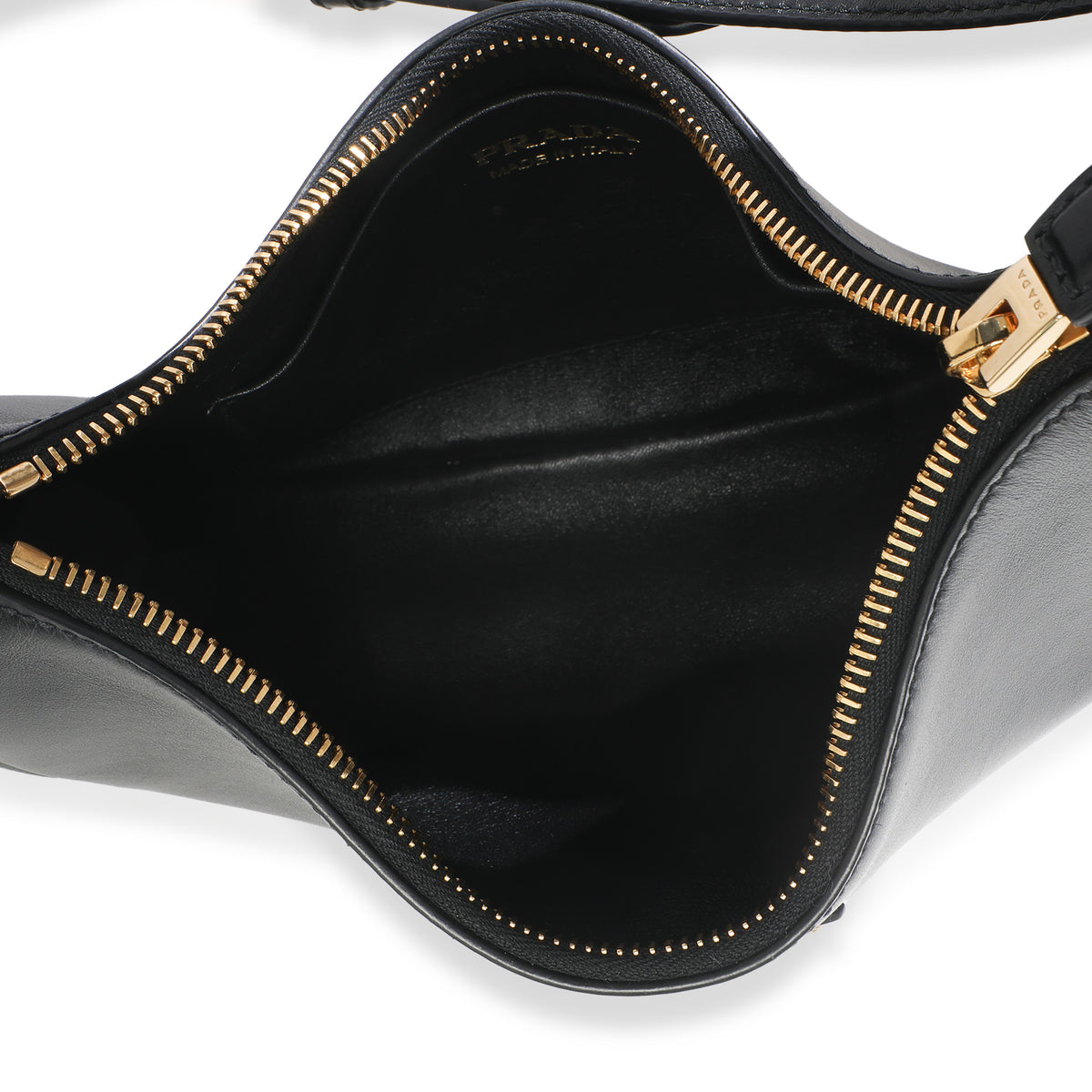 Black Soft Calfskin Small Arque Shoulder Bag