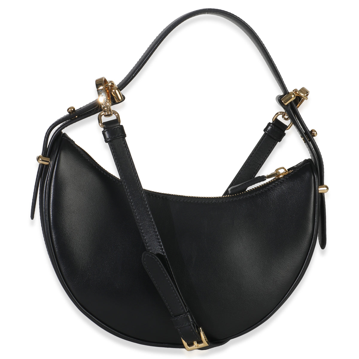 Black Soft Calfskin Small Arque Shoulder Bag