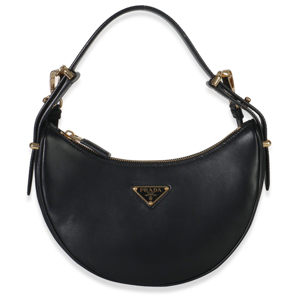 Black Soft Calfskin Small Arque Shoulder Bag
