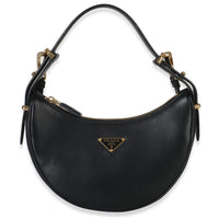 Black Soft Calfskin Small Arque Shoulder Bag