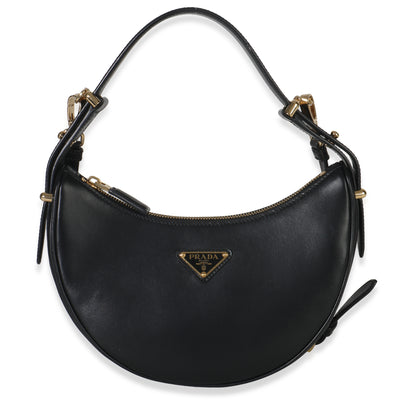 Black Soft Calfskin Small Arque Shoulder Bag