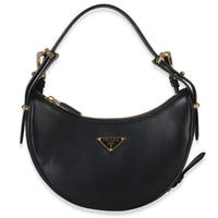 Black Soft Calfskin Small Arque Shoulder Bag