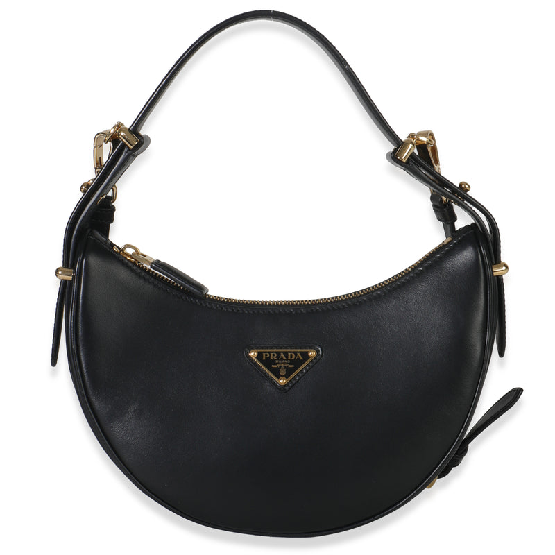 Black Soft Calfskin Small Arque Shoulder Bag