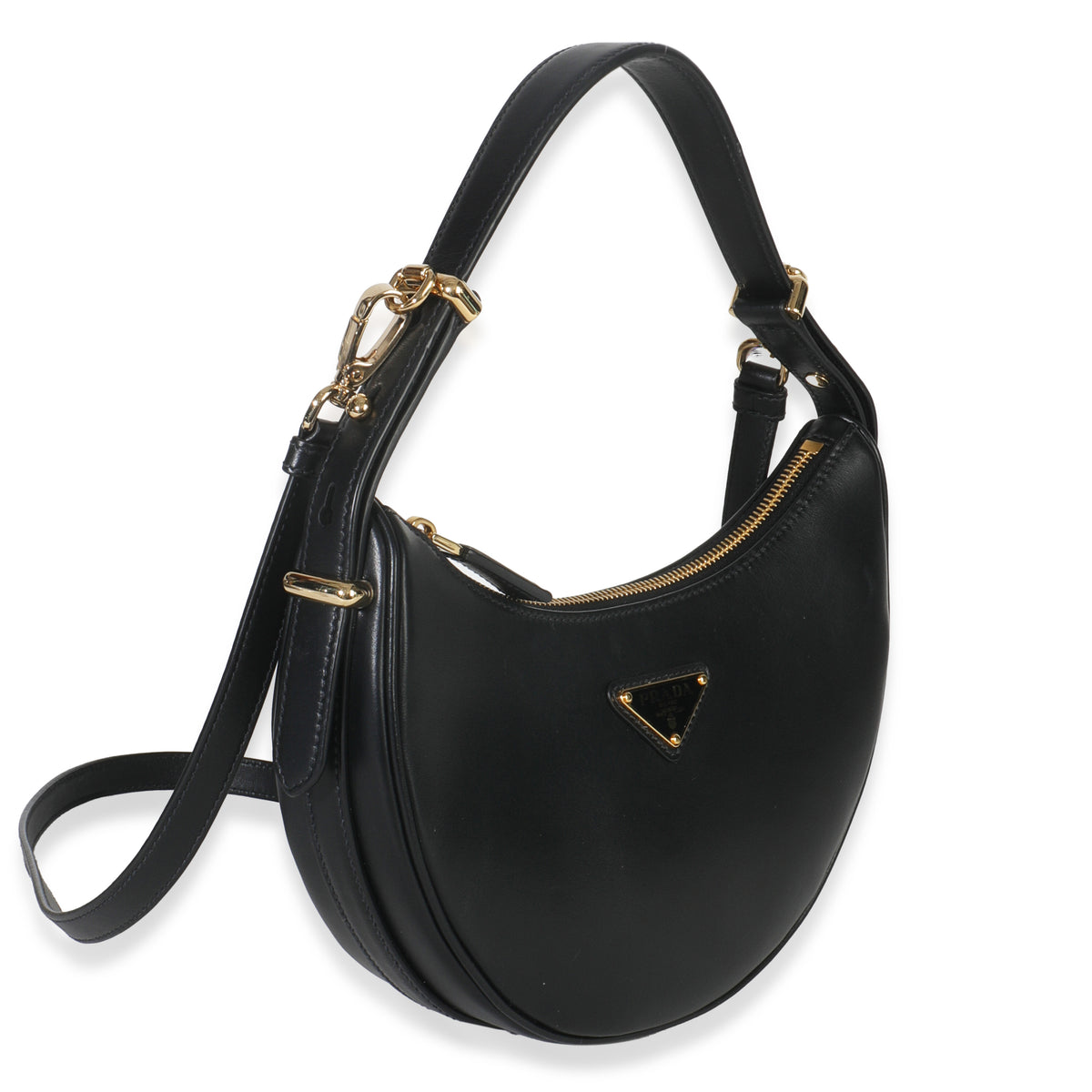 Black Soft Calfskin Small Arque Shoulder Bag