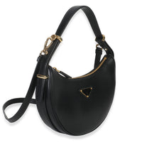 Black Soft Calfskin Small Arque Shoulder Bag