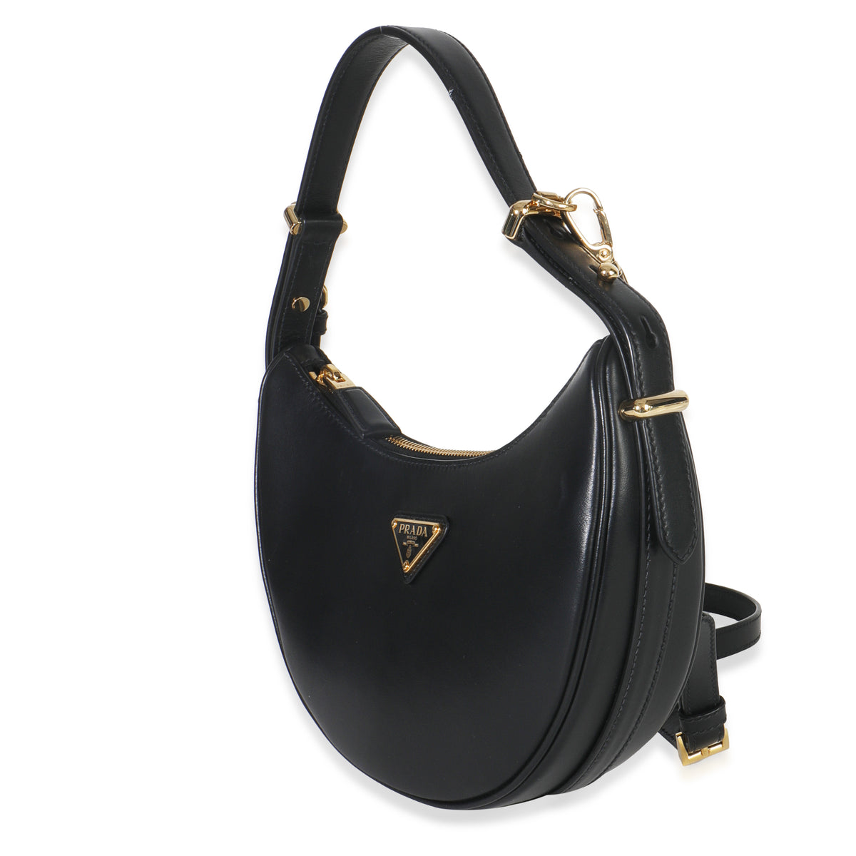 Black Soft Calfskin Small Arque Shoulder Bag