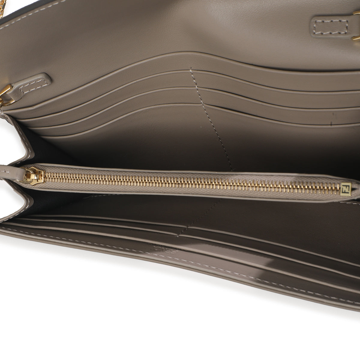 Fendi Grey Vitello King Cruise FF Diamonds Continental Envelope Wallet On Chain Handbag ad1