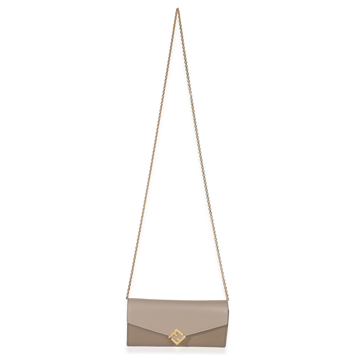 Fendi Grey Vitello King Cruise FF Diamonds Continental Envelope Wallet On Chain Handbag av