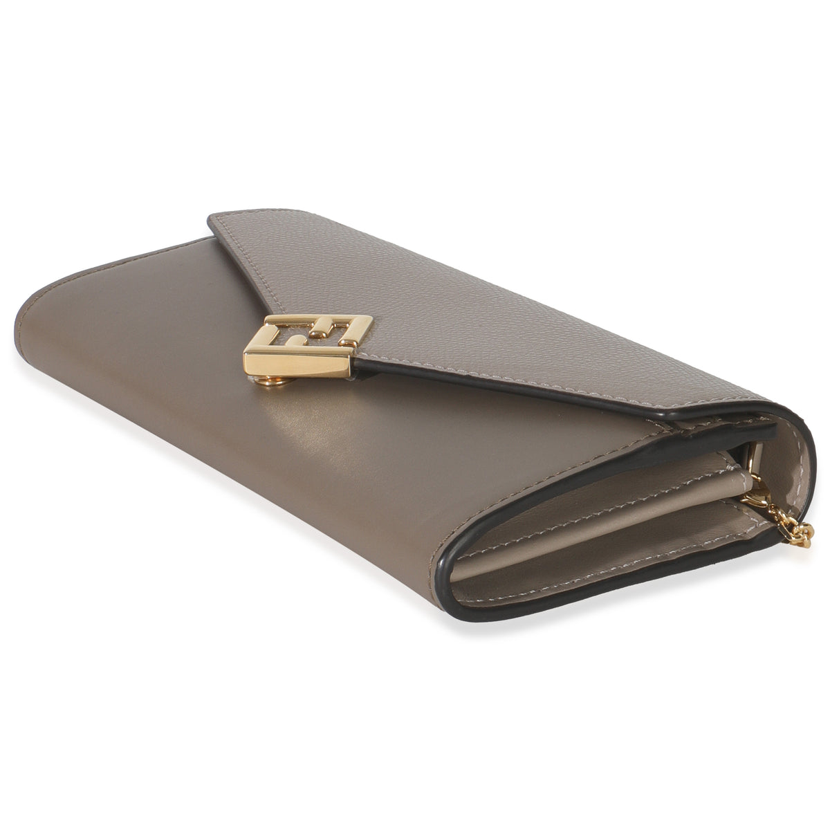Fendi Grey Vitello King Cruise FF Diamonds Continental Envelope Wallet On Chain Handbag box