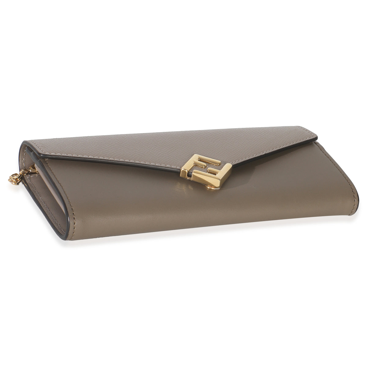 Fendi Grey Vitello King Cruise FF Diamonds Continental Envelope Wallet On Chain Handbag clasp