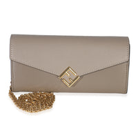Fendi Grey Vitello King Cruise FF Diamonds Continental Envelope Wallet On Chain Handbag fv
