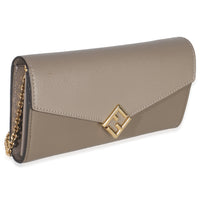 Fendi Grey Vitello King Cruise FF Diamonds Continental Envelope Wallet On Chain Handbag pv