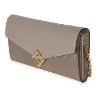 Fendi Grey Vitello King Cruise FF Diamonds Continental Envelope Wallet On Chain Handbag sv