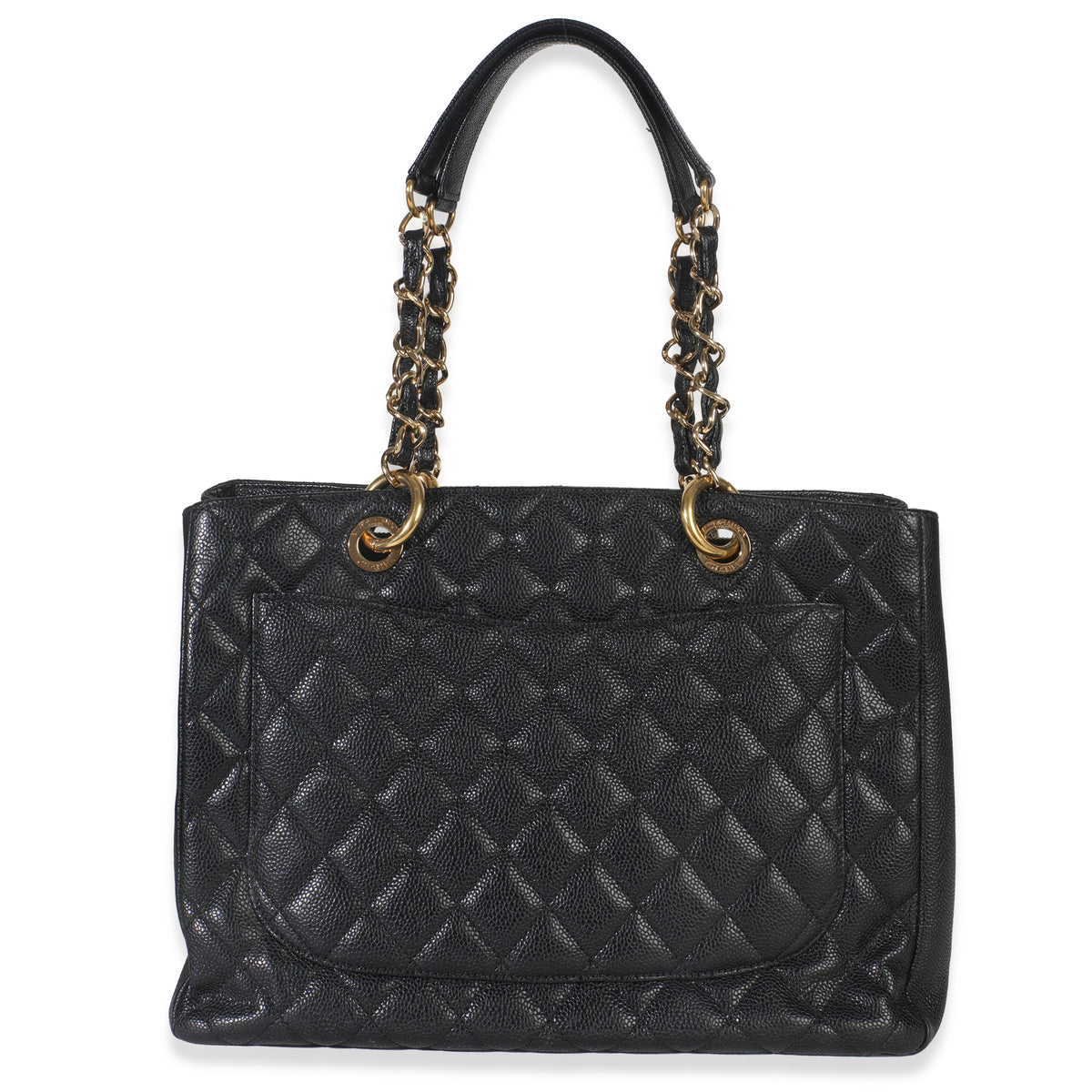 Black Quilted Caviar Grand Shopper Tote
