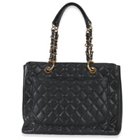 Black Quilted Caviar Grand Shopper Tote
