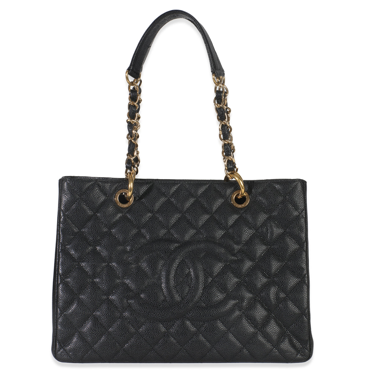 Black Quilted Caviar Grand Shopper Tote