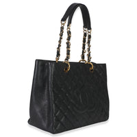 Black Quilted Caviar Grand Shopper Tote