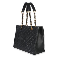 Black Quilted Caviar Grand Shopper Tote