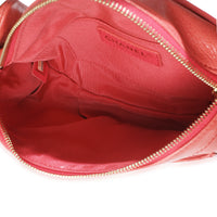 Pink Crumpled Glazed Quilted Lambskin Front Pocket Belt Bag