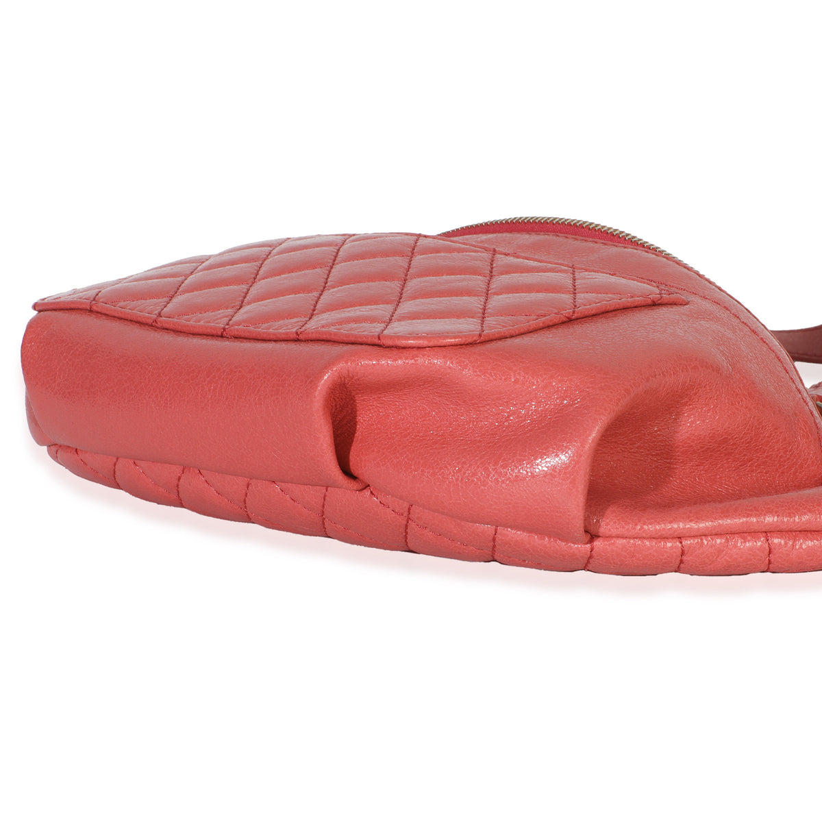 Pink Crumpled Glazed Quilted Lambskin Front Pocket Belt Bag