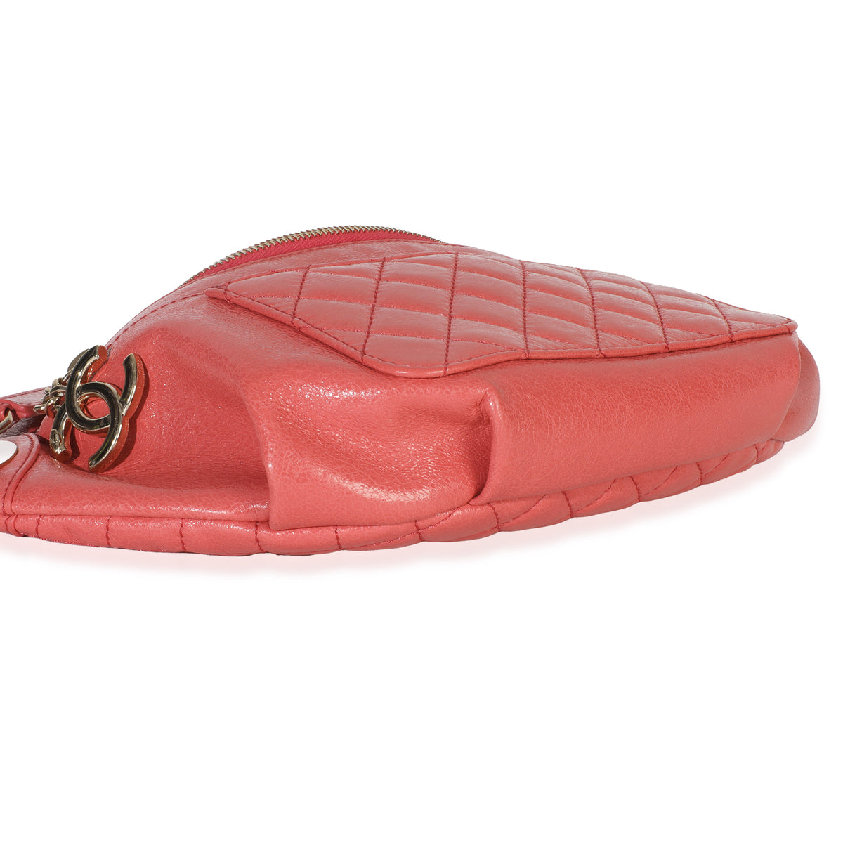 Pink Crumpled Glazed Quilted Lambskin Front Pocket Belt Bag