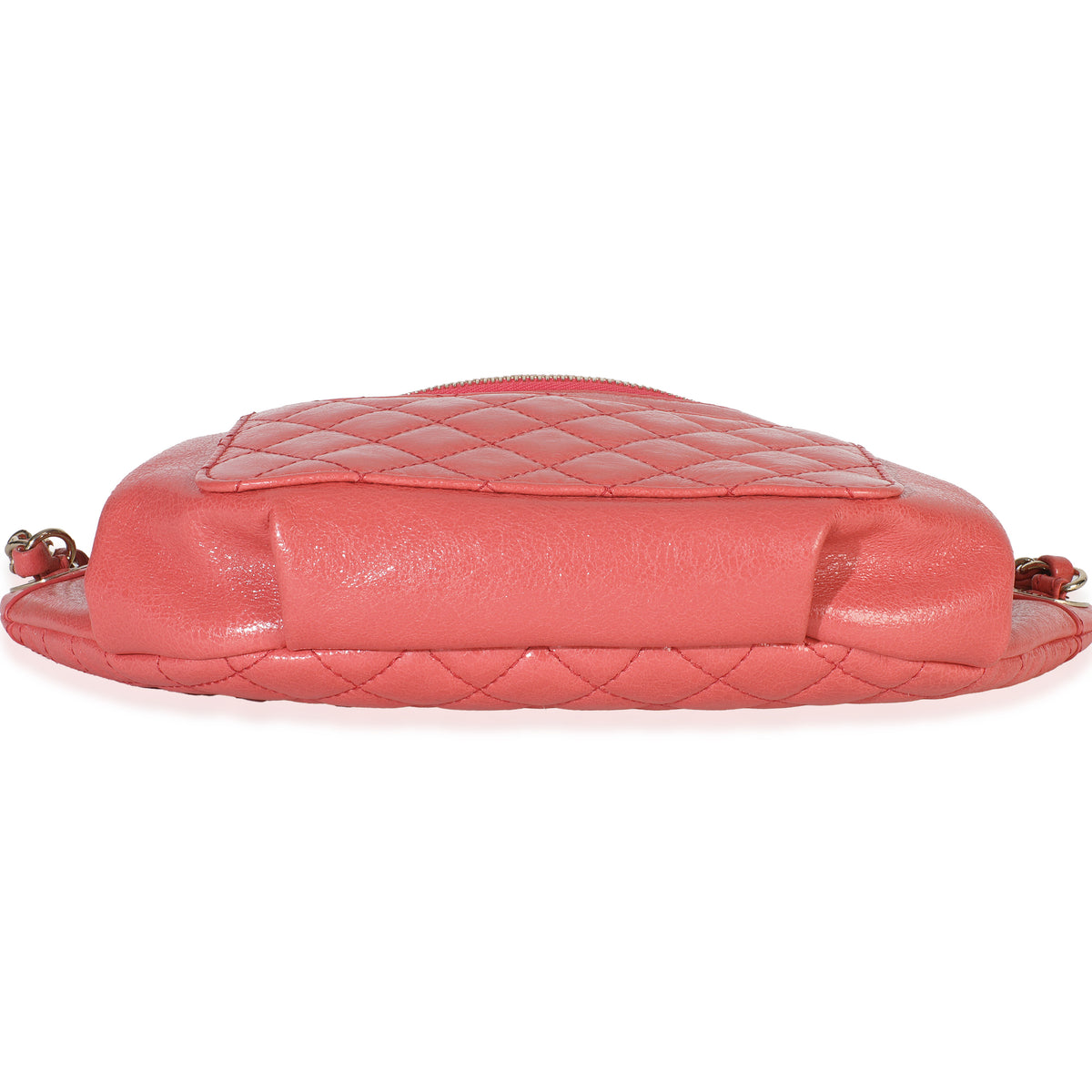 Pink Crumpled Glazed Quilted Lambskin Front Pocket Belt Bag