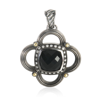 David Yurman Gold & Blackened Sterling Silver Onyx & Diamond Renaissance Pendant fv