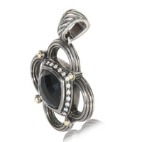 Yellow Gold & Sterling Silver Onyx and Diamond Renaissance Half Moo
