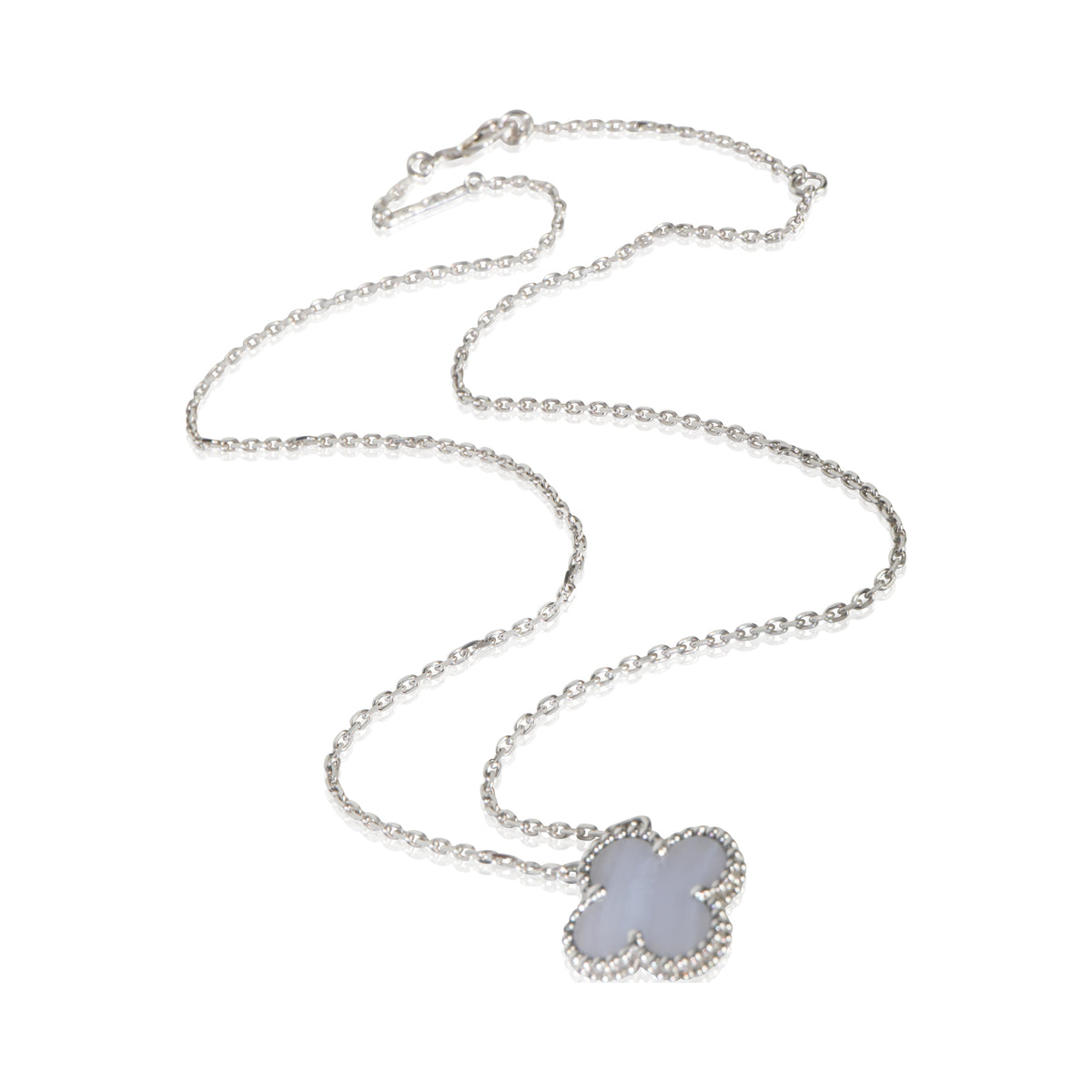 White Gold Chalcedony Vintage Alhambra Pendant