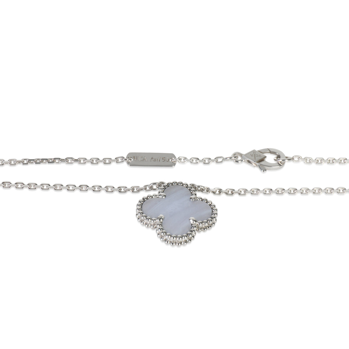 White Gold Chalcedony Vintage Alhambra Pendant