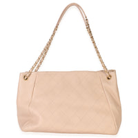 Chanel Beige Quilted Supple Calfskin Rock Shopping Tote Handbag bv