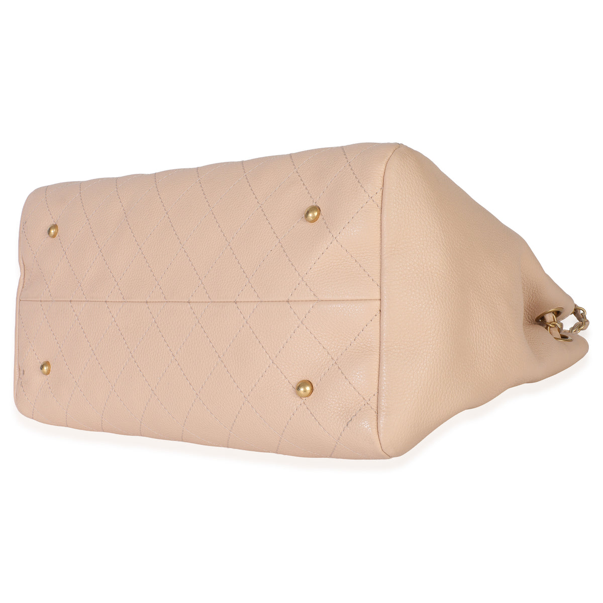Chanel Beige Quilted Supple Calfskin Rock Shopping Tote Handbag clasp