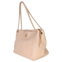 Chanel Beige Quilted Supple Calfskin Rock Shopping Tote Handbag sv