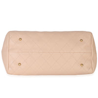 Beige Quilted Supple Calfskin Rock Shopping Tote