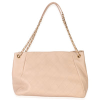 Beige Quilted Supple Calfskin Rock Shopping Tote
