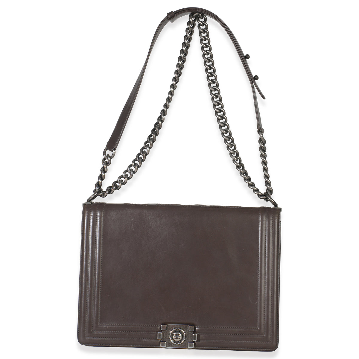 Chanel Dark Grey Smooth Calfskin XL Reverso Boy Bag Handbag av