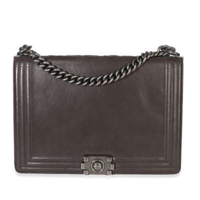 Chanel Dark Grey Smooth Calfskin XL Reverso Boy Bag Handbag fv
