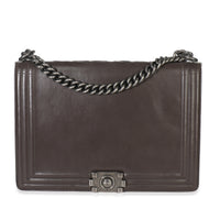Chanel Dark Grey Smooth Calfskin XL Reverso Boy Bag Handbag fv