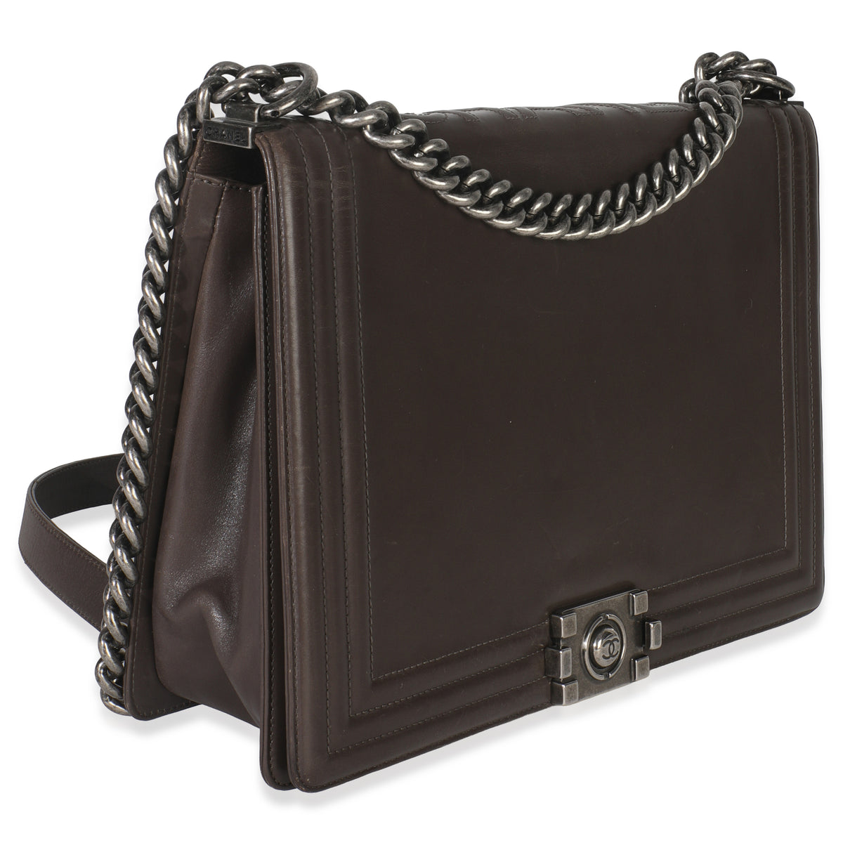 Chanel Dark Grey Smooth Calfskin XL Reverso Boy Bag Handbag pv