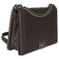Chanel Dark Grey Smooth Calfskin XL Reverso Boy Bag Handbag pv