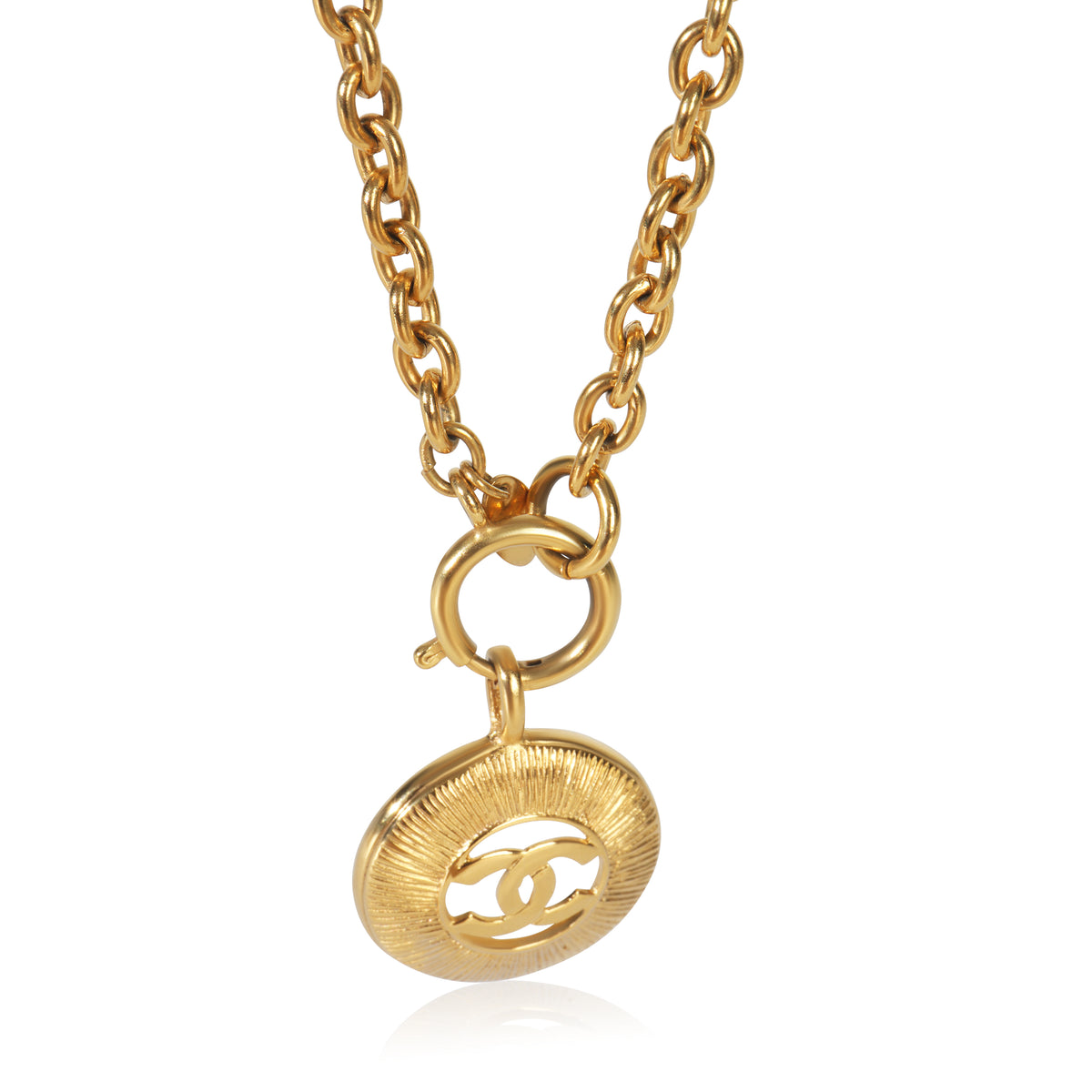 Gold-Plated  Vintage Sunburst CC Pendant