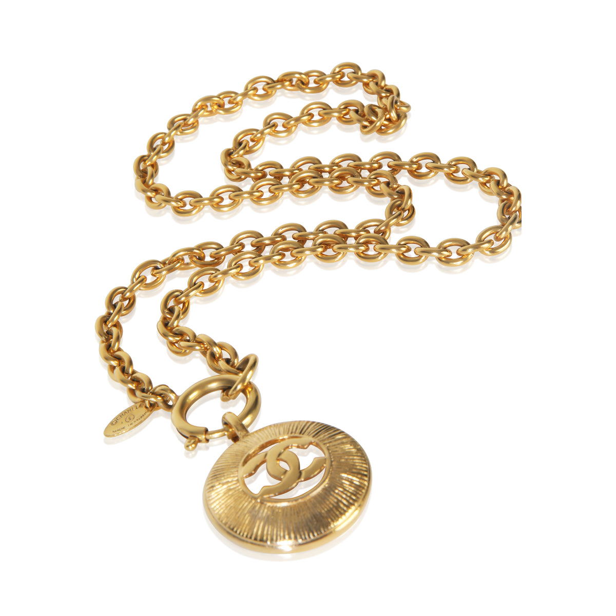 Gold-Plated  Vintage Sunburst CC Pendant