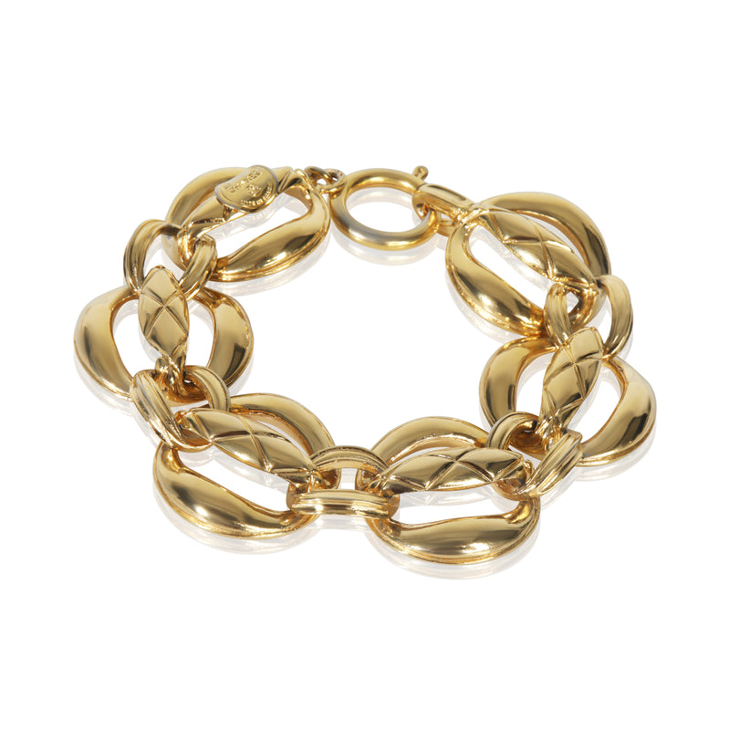 Gold-Plated  Vintage Quilted Open Link Bracelet