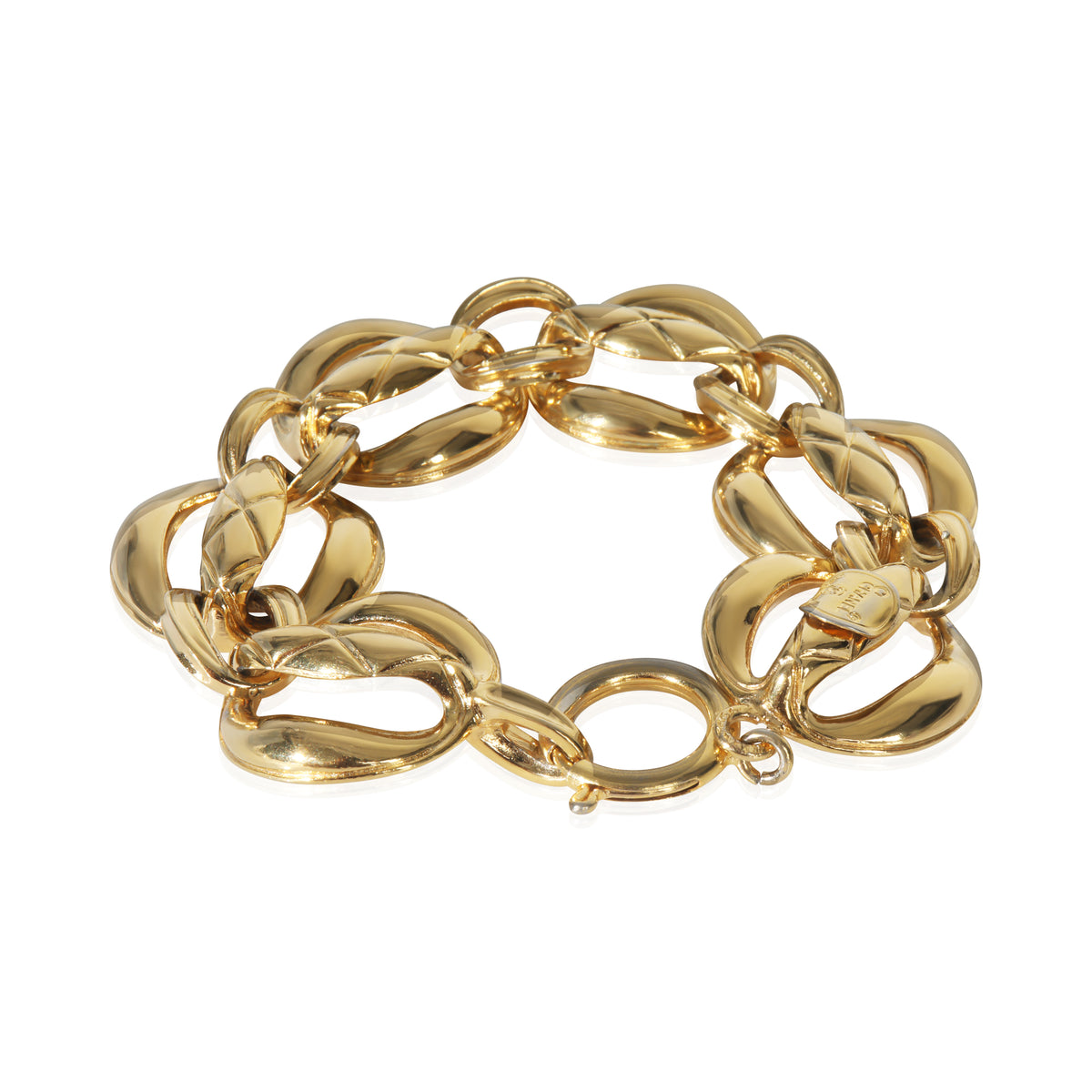 Gold-Plated  Vintage Quilted Open Link Bracelet