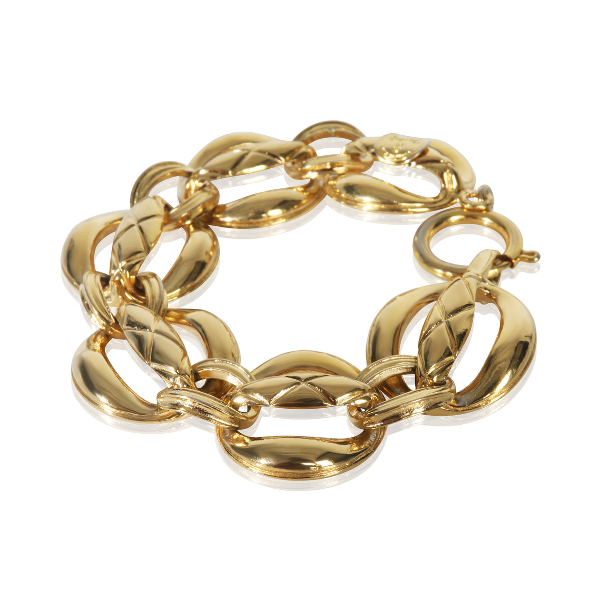 Gold-Plated  Vintage Quilted Open Link Bracelet