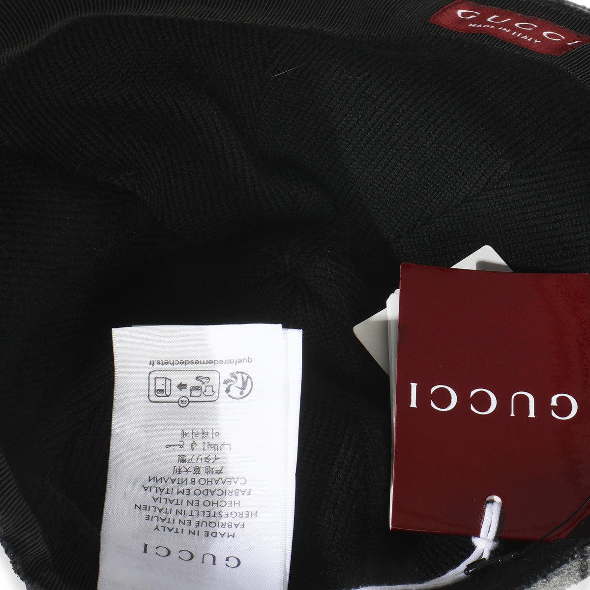 Black Grey GG Wool Baseball Hat XL