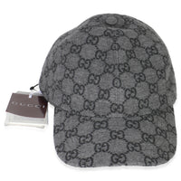 Black Grey GG Wool Baseball Hat XL