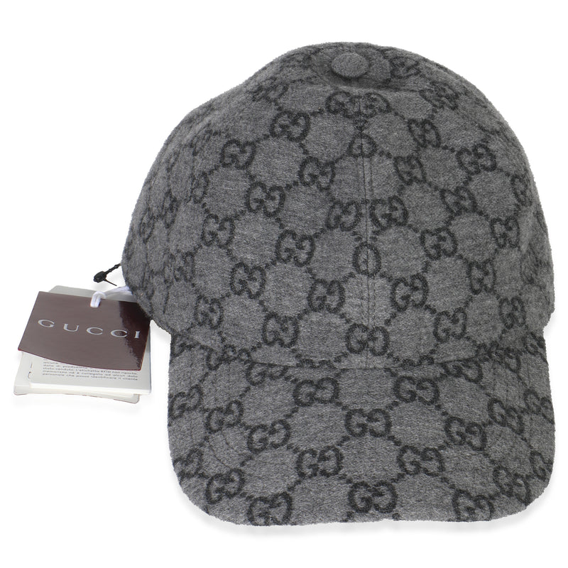 Black Grey GG Wool Baseball Hat XL