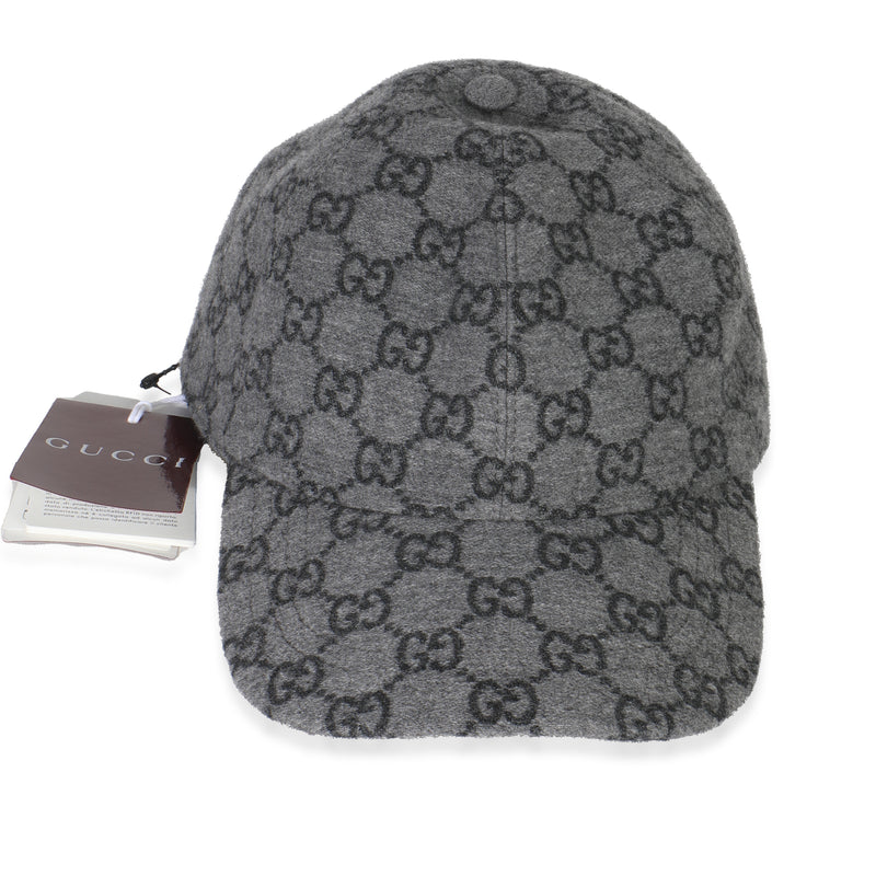 Black Grey GG Wool Baseball Hat XL